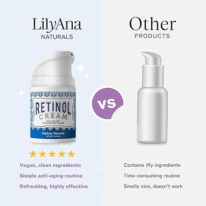 LilyAna Naturals Retinol Cream - Made in USA, Anti Aging Moisturizer for Face and Neck,Wrinkle, Retinol Complex - 1.7oz