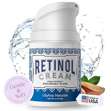 LilyAna Naturals Retinol Cream - Made in USA, Anti Aging Moisturizer for Face and Neck,Wrinkle, Retinol Complex - 1.7oz