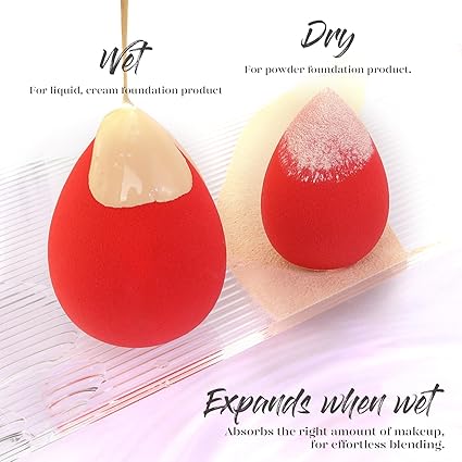 BEAKEY Makeup Sponge 5 Pcs Set, Latex-Free Boun Boun Beauty Sponge for Blending, Makeup Sponges for Foundation Liquid Cream and Powder. Blender for Enhanced Make Up Application, Halloween Makeup Tools