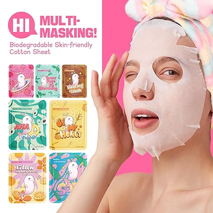 Facial Masks for Women Skin Care, Sheet Masks Beauty with Natural Ingredients, Birthday Party Spa Gift for Kids Teens Girls,