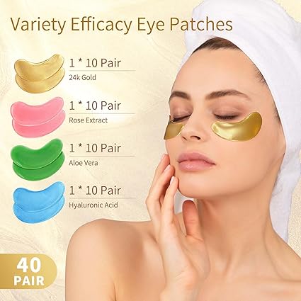 Under Eye Patches, 40 Pairs Eye Mask for Dark Circles, Puffy Eyes, Undereye Bags,Wrinkles,Eye Mask Patches with Rose, Eye Treatment Skin Care for Men & Women Gift