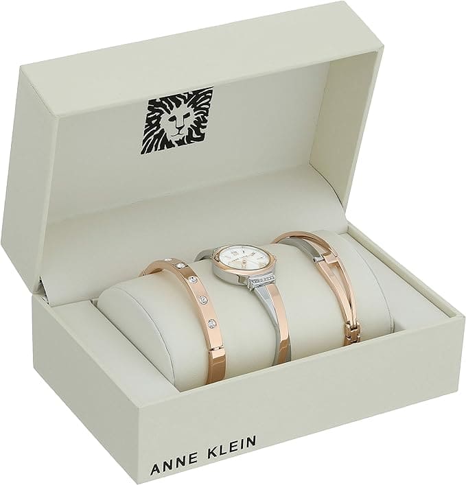 Anne Klein Women's Premium Crystal Accented Bangle Watch Set, AK/2245