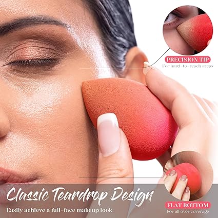 BEAKEY Makeup Sponge 5 Pcs Set, Latex-Free Boun Boun Beauty Sponge for Blending, Makeup Sponges for Foundation Liquid Cream and Powder. Blender for Enhanced Make Up Application, Halloween Makeup Tools