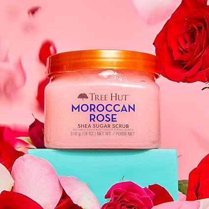 Tree Hut Moroccan Rose Shea Sugar Scrub, 18 oz, Ultra Hydrating and Exfoliating Scrub for Nourishing Essential Body Care