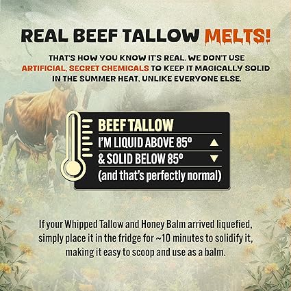 Whipped Beef Tallow and Manuka Honey Balm, 4oz, Unscented, Grass Fed Grass Finished Organic Face Cream, Moisturizer, Body Lotion, Skin Care and Lip Balm